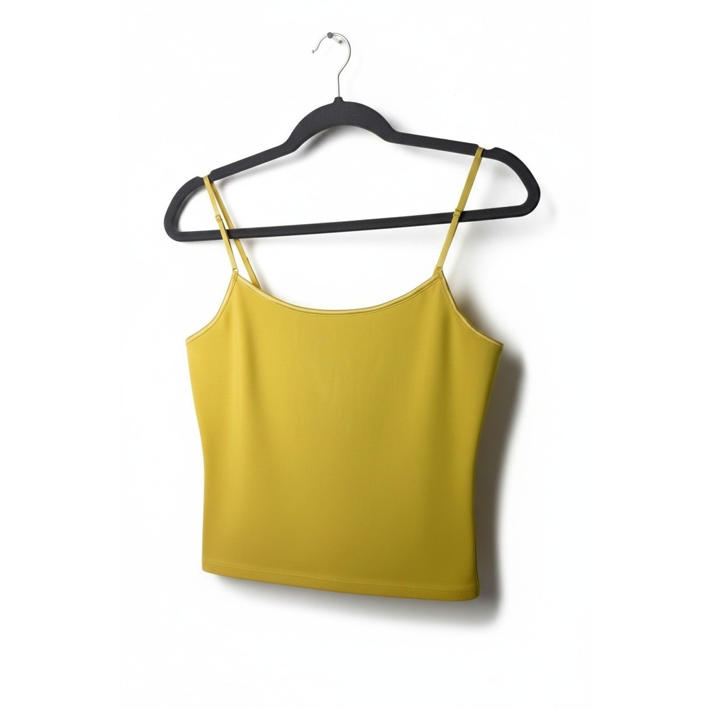 Ambiance Womens Yellow Small Cami Tank Top Built In Shelf Bra Adjustable Strap